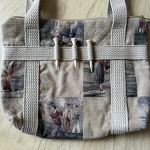 DESIGNS BY DEE DEE Purse Bag Tapestry Golf Scenes Bag 3 Tees Golf Needlepoint